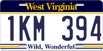 WV license plate 1KM394
