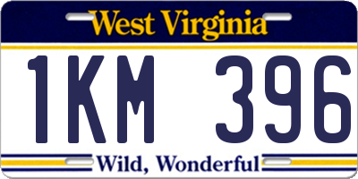 WV license plate 1KM396