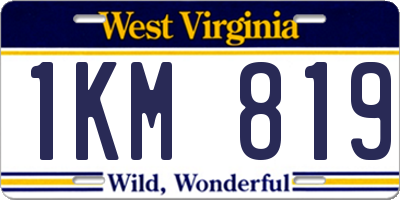 WV license plate 1KM819