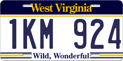 WV license plate 1KM924