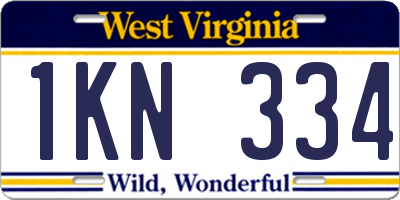 WV license plate 1KN334