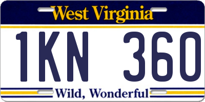 WV license plate 1KN360