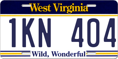 WV license plate 1KN404