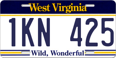 WV license plate 1KN425