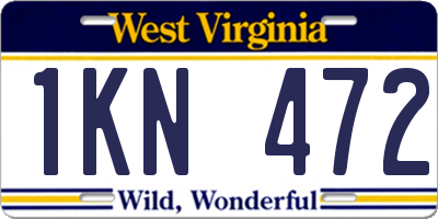 WV license plate 1KN472