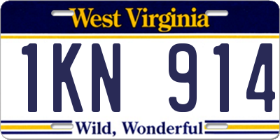 WV license plate 1KN914