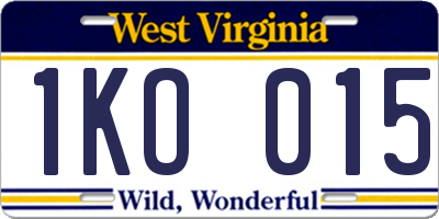 WV license plate 1KO015