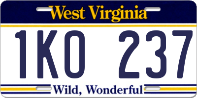 WV license plate 1KO237