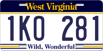 WV license plate 1KO281