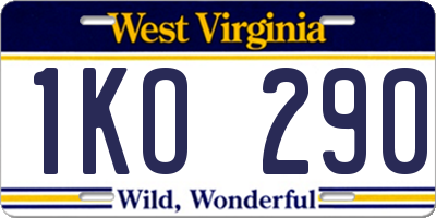 WV license plate 1KO290