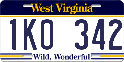 WV license plate 1KO342