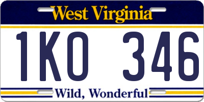 WV license plate 1KO346