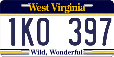 WV license plate 1KO397