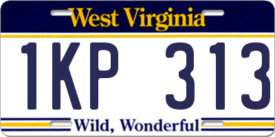 WV license plate 1KP313