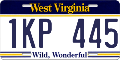 WV license plate 1KP445