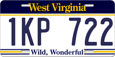 WV license plate 1KP722