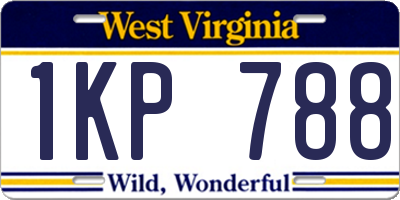 WV license plate 1KP788