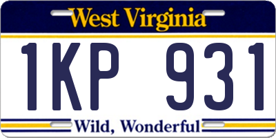 WV license plate 1KP931