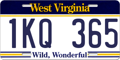 WV license plate 1KQ365