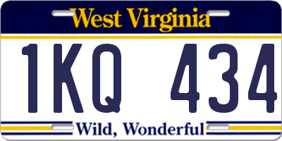 WV license plate 1KQ434