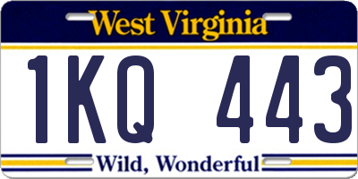 WV license plate 1KQ443