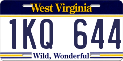 WV license plate 1KQ644