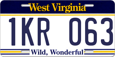 WV license plate 1KR063