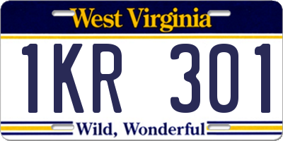 WV license plate 1KR301