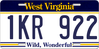 WV license plate 1KR922