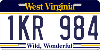 WV license plate 1KR984