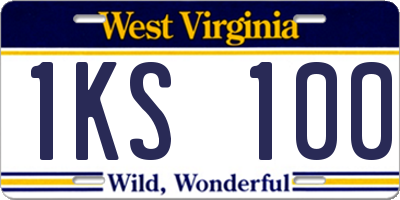 WV license plate 1KS100