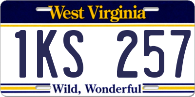 WV license plate 1KS257
