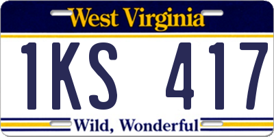 WV license plate 1KS417