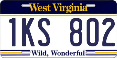 WV license plate 1KS802