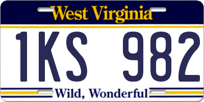 WV license plate 1KS982