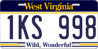 WV license plate 1KS998