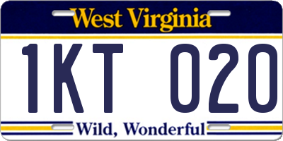 WV license plate 1KT020