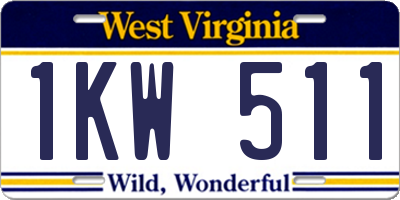 WV license plate 1KW511