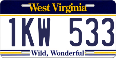 WV license plate 1KW533