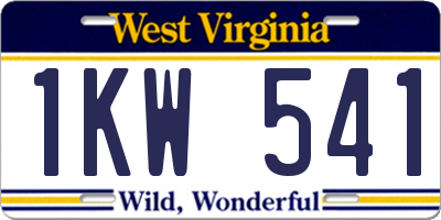 WV license plate 1KW541