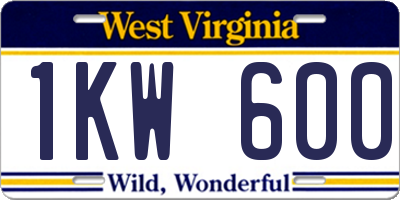 WV license plate 1KW600