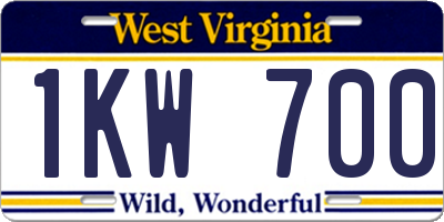 WV license plate 1KW700