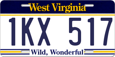 WV license plate 1KX517
