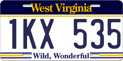 WV license plate 1KX535
