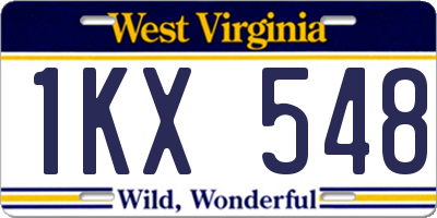 WV license plate 1KX548