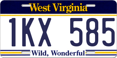WV license plate 1KX585