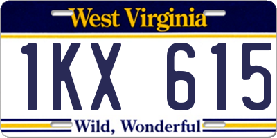 WV license plate 1KX615