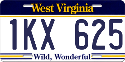 WV license plate 1KX625
