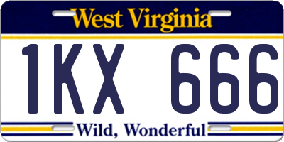 WV license plate 1KX666