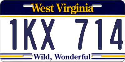 WV license plate 1KX714
